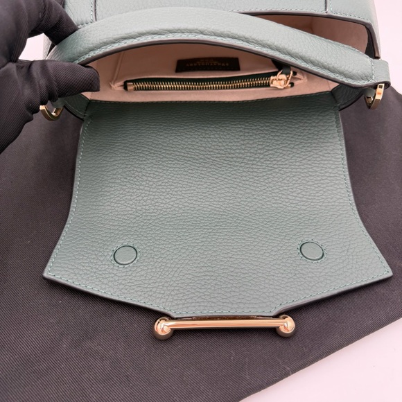 Strathberry Mosaic Bottle Green-Sage Leather Gold Bar Hardware - Picture 13 of 16